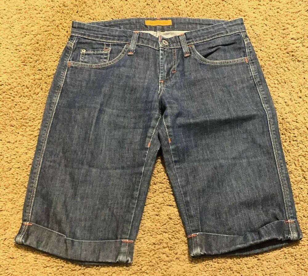 James Cured by Seun Denim Bermuda Cuffed Shorts Womens Size 28